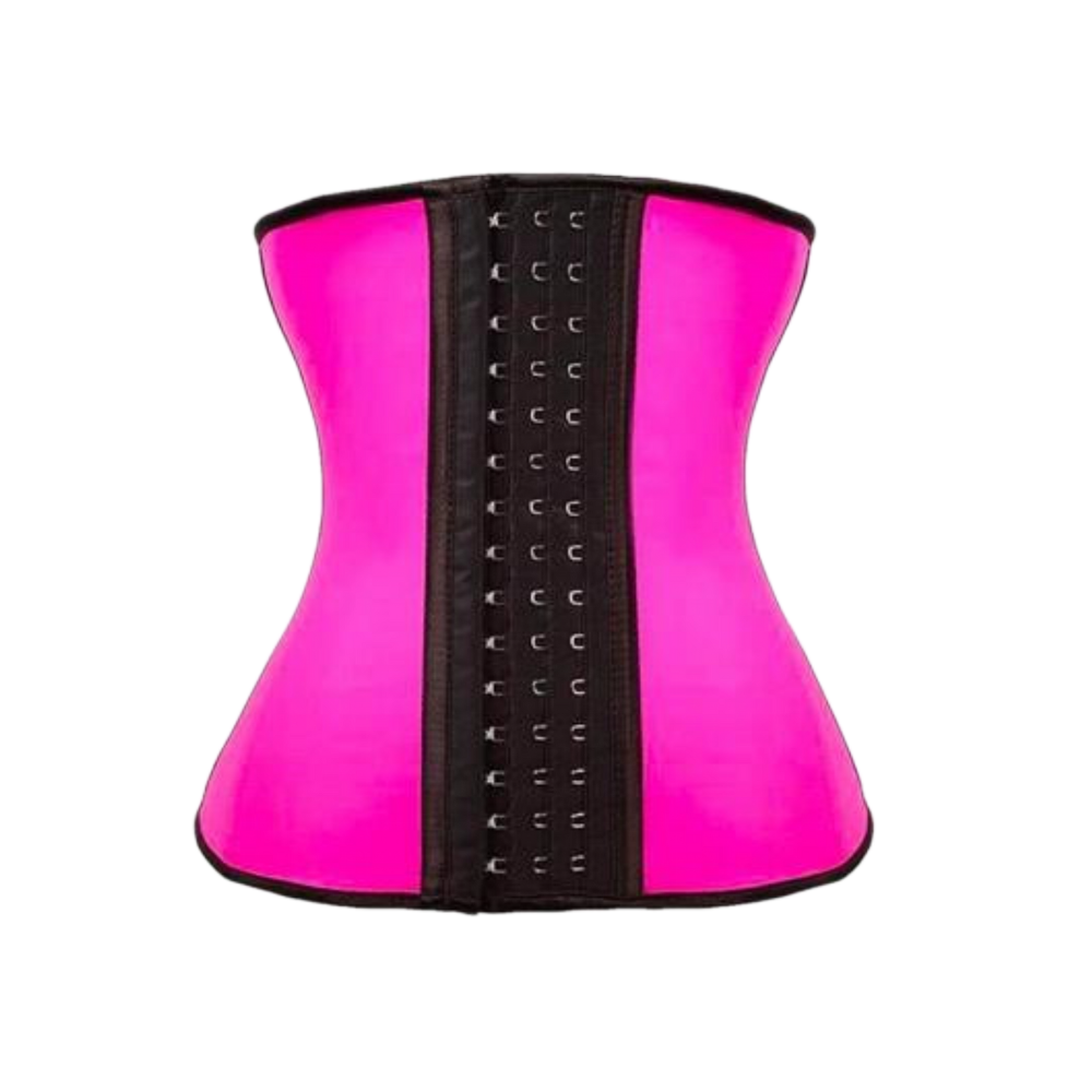 Product image of Bodied by Bella Classic Waist Trainer in pink designed for firm compression, support, natural body contouring, and waist slimming with a vibrant look